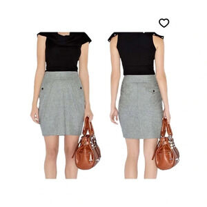 Karen Millen SM003 Grey Wool Blend Skirt size 8 NWT